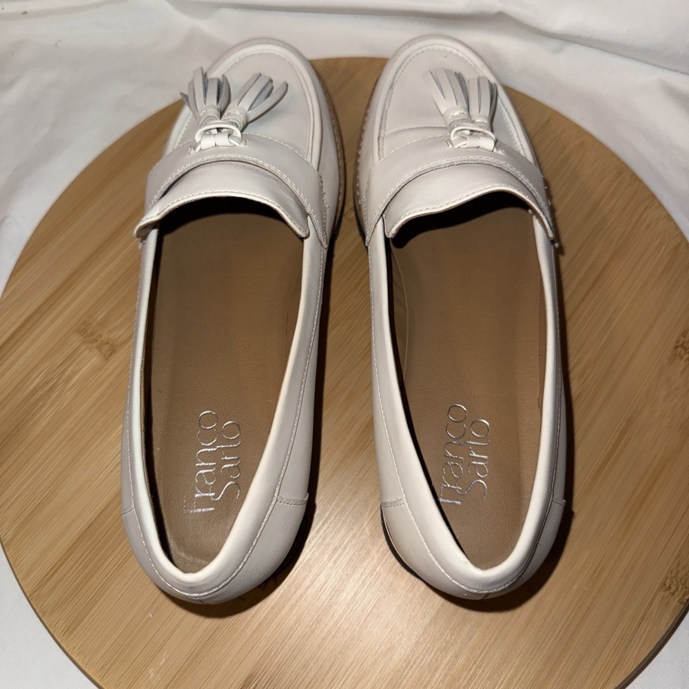 Franco sarto Carolyn White Tassel loafer slip on chunky 7.5 M Business Women - Picture 5 of 8